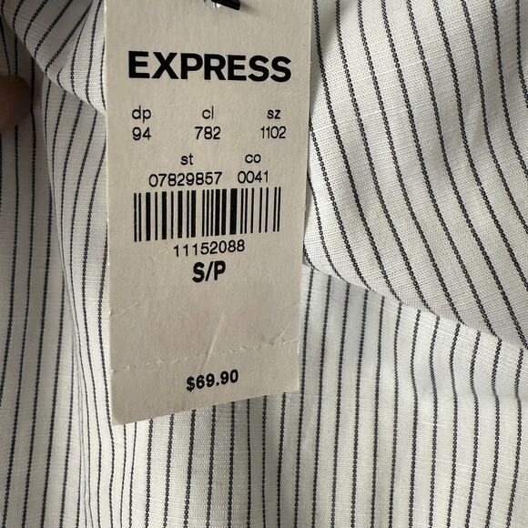 Express Off-Shoulder Dress Size S White & Black Striped NWT - Picture 4 of 9